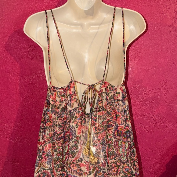 NWT NATURAL LIFE Pink and Cream metallic boho Bollywood floral Maxi Dress. Sz M - Picture 8 of 17